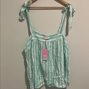 🍁NWT Stoney Clover Lane for Target Linen Mint Green Tie Strap Tank Top